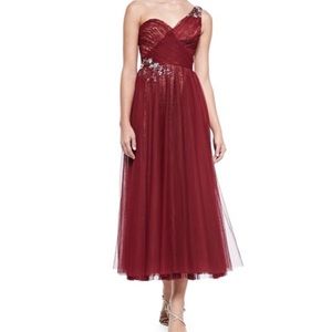 Marchesa Notte One Shoulder Tulle Dress